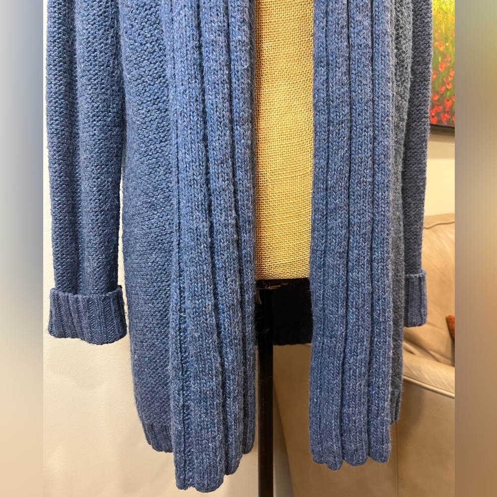 Natural Reflections Wool Blend Knit Cardigan Sweater Open Front Blue Size XL - Picture 3 of 11